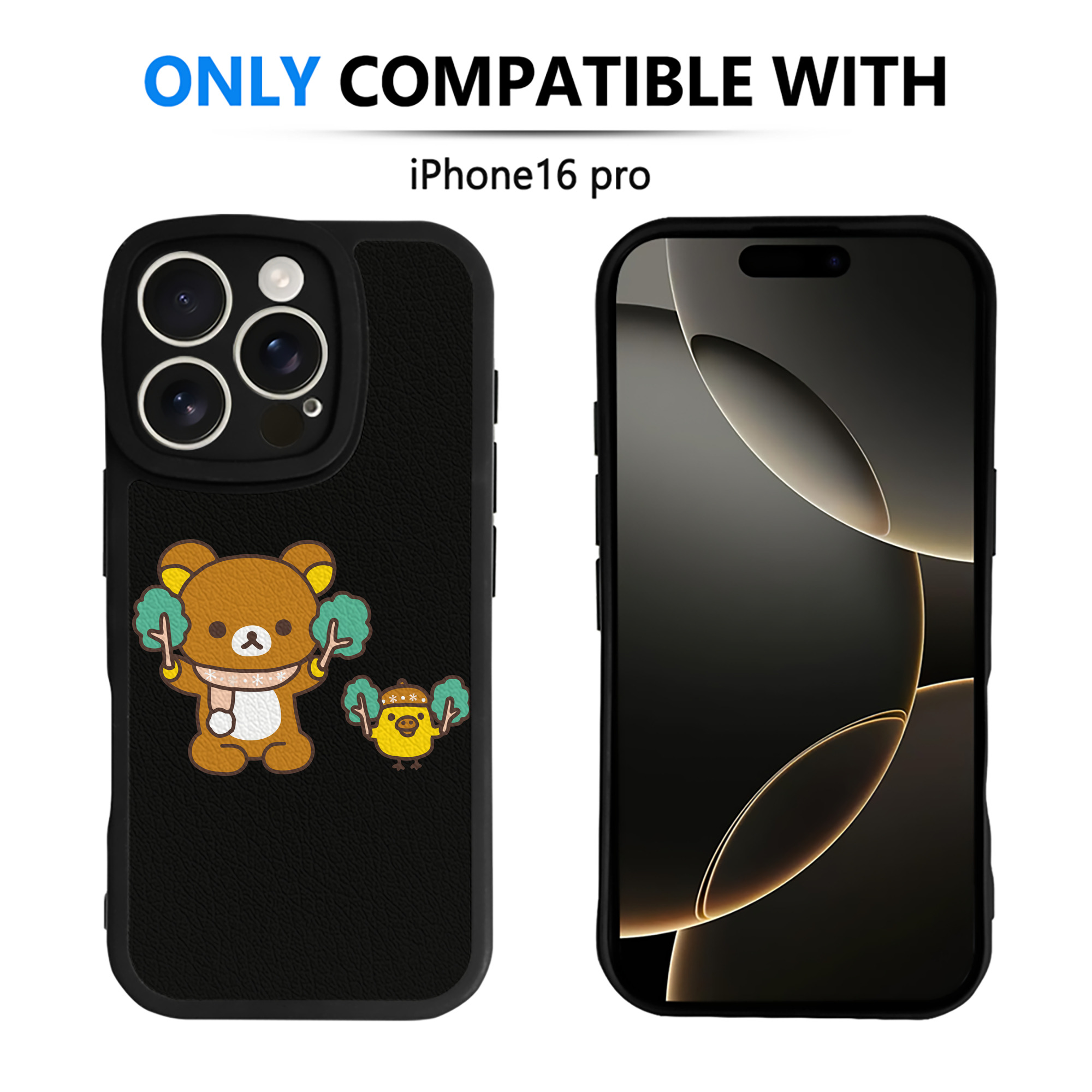 （画像用） リラックマ リラックマ キイロイトリ Rilakkuma Korilakkuma Kiiroitori 【iPhone 16シリーズ対応】シリコンスマホケース（レザー調） 材質：シリコン